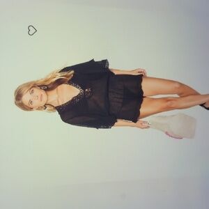 Eberjey Liberty Romper M/L Black gauze NWT